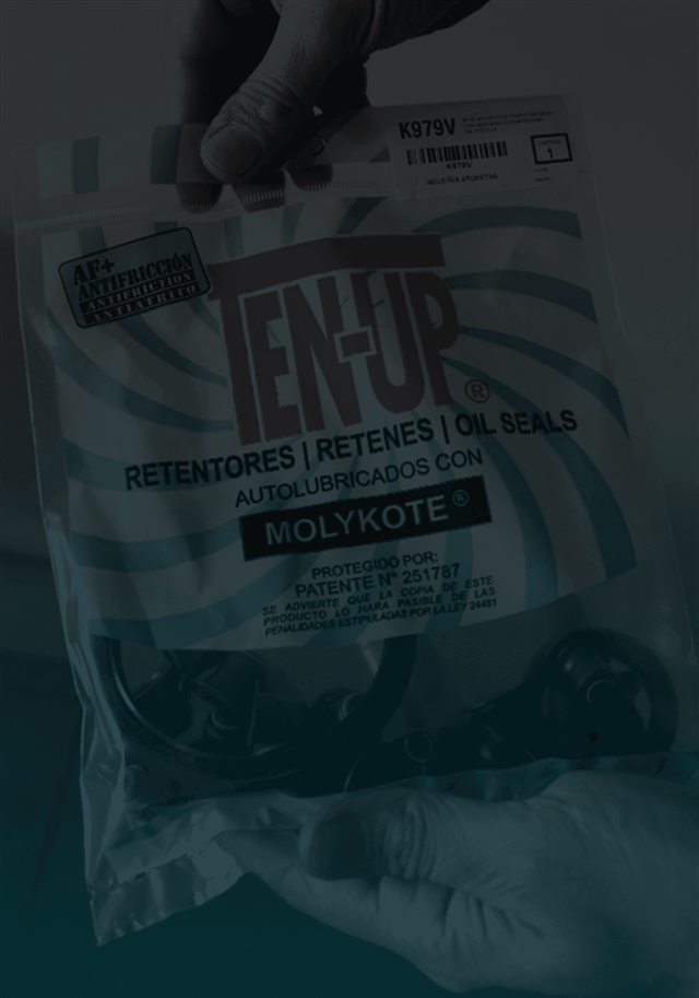 Envase de un kit de retenes Ten Up autolubricados con Molykote